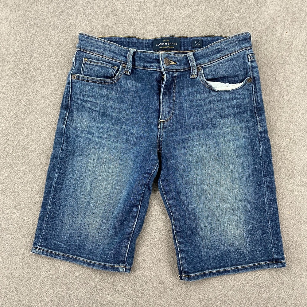 Lucky Brand The Bermuda Shorts Womens 2/26 Blue Denim Medium Wash Super Stretch